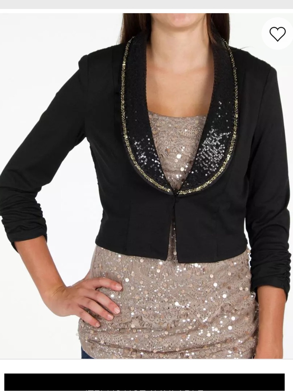 BKE Outerwear Lace Back Cropped Blazer Black Sequin Bling Women’s Medium